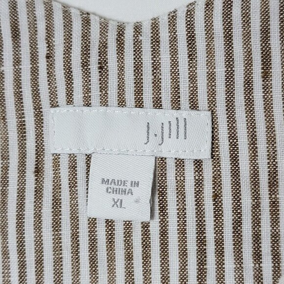 J. Jill Linen Blend Striped Botanical Hawaiian Floral Sleeveless Sheath Dress XL - Picture 11 of 13